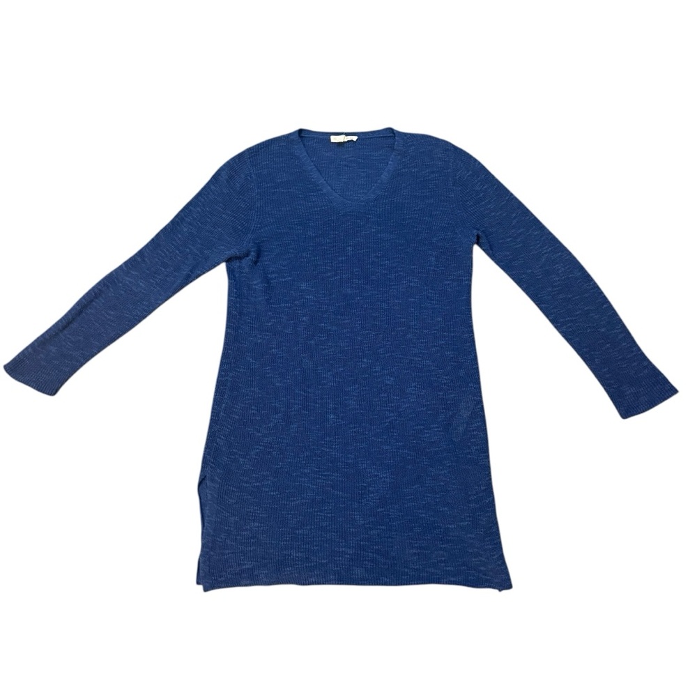 Eileen Fisher Linen Cotton Blue V-Neck Long Sleeve Tunic Dress Womens Size Small - Picture 6 of 10